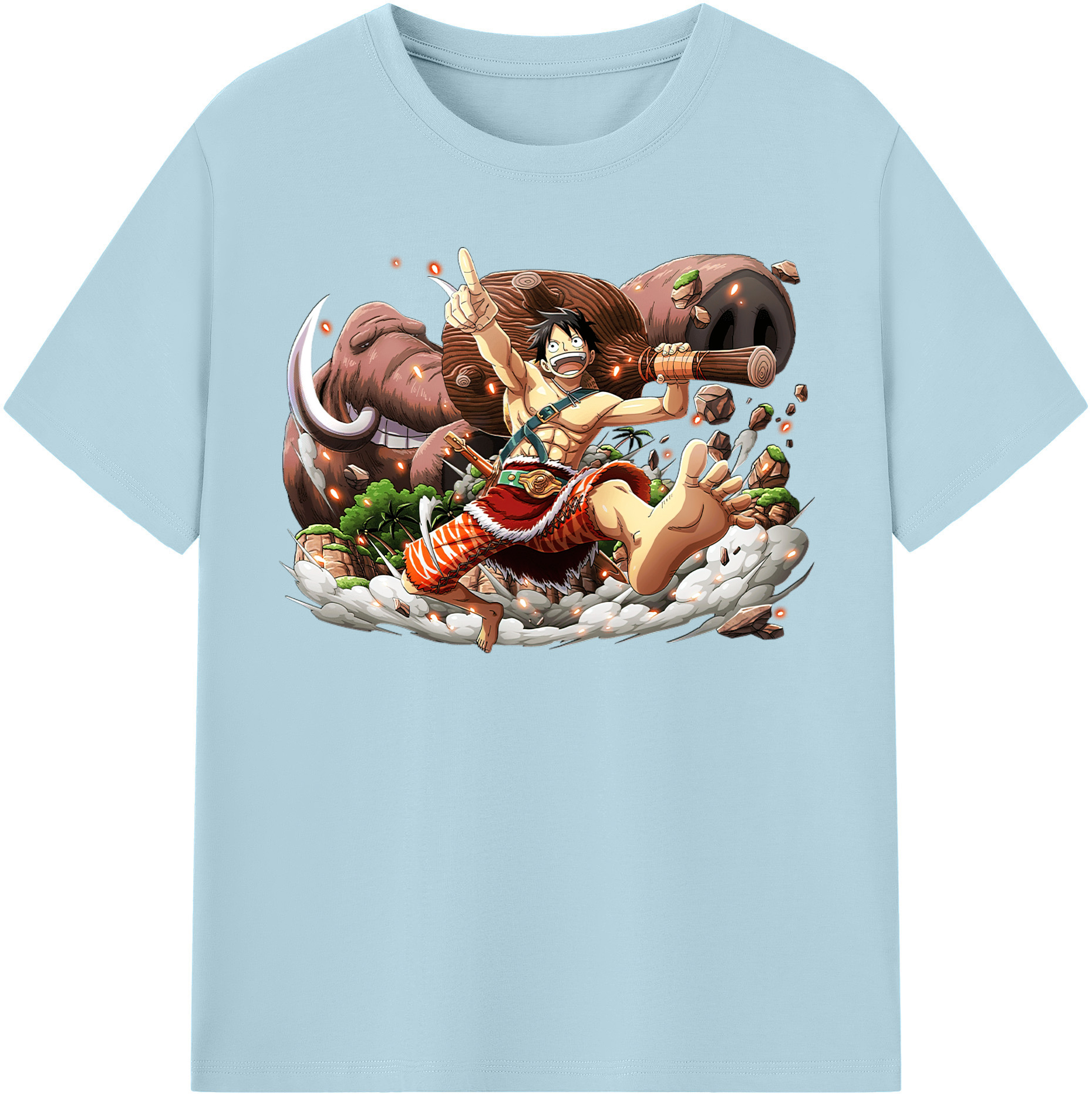 ワンピース モンキー・D・ルフィ ONE PIECE Monkey D. Luffy 綿100％半袖Tシャツ（フロントプリント）
